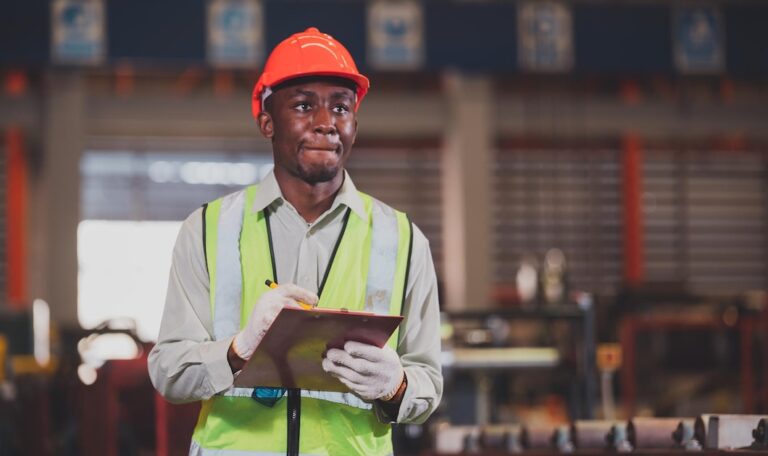 African worker factory engineer technician black male