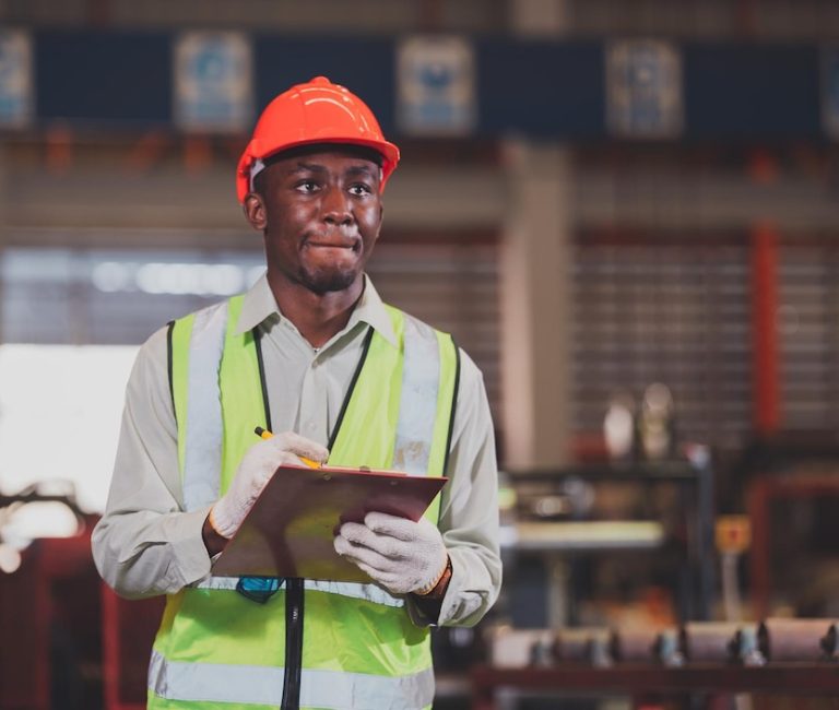 African worker factory engineer technician black male